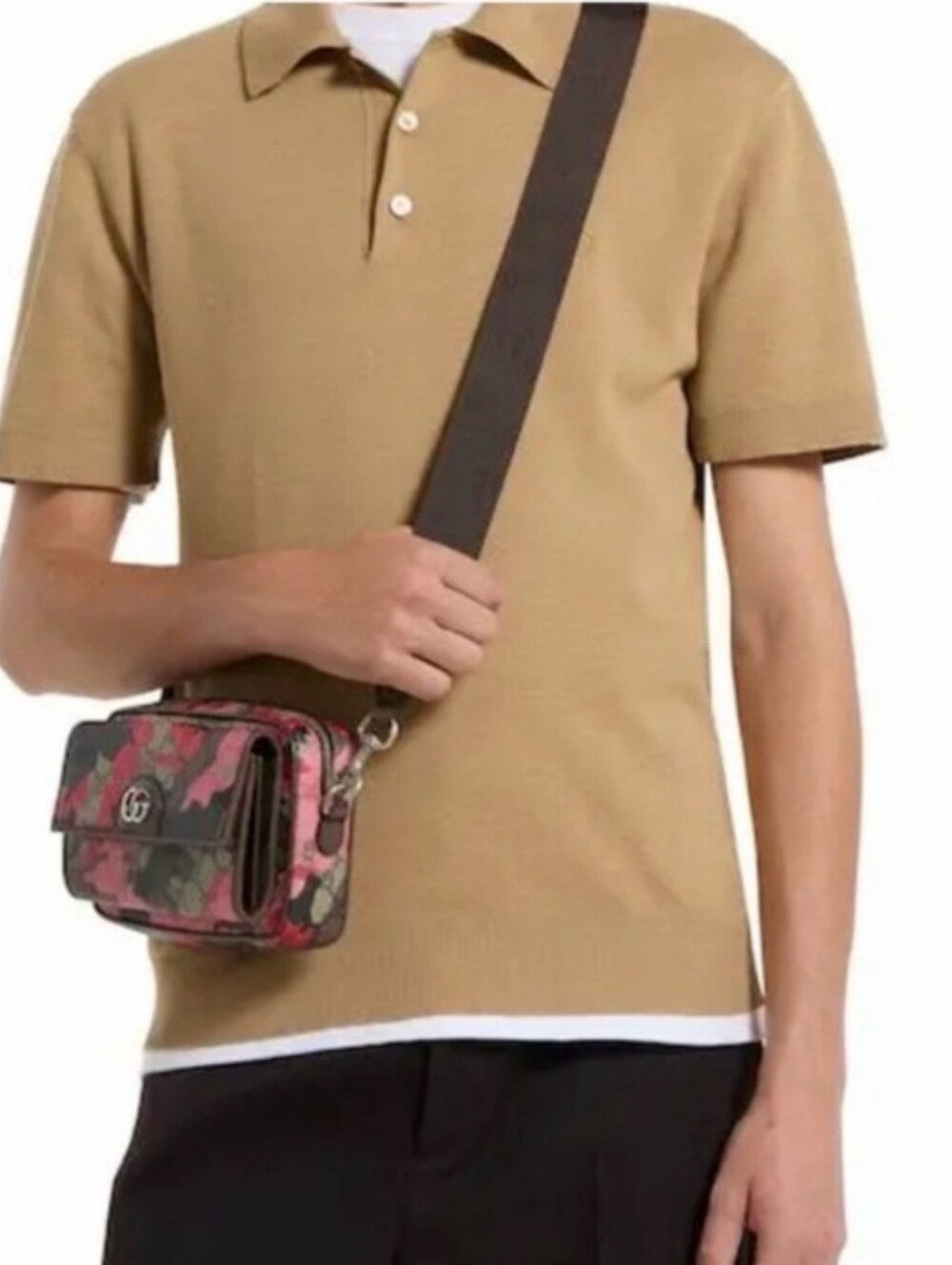 Gucci Ophidia Camouflage GG Crossbody Pink Red Brown Beige Silver Hardware NEW